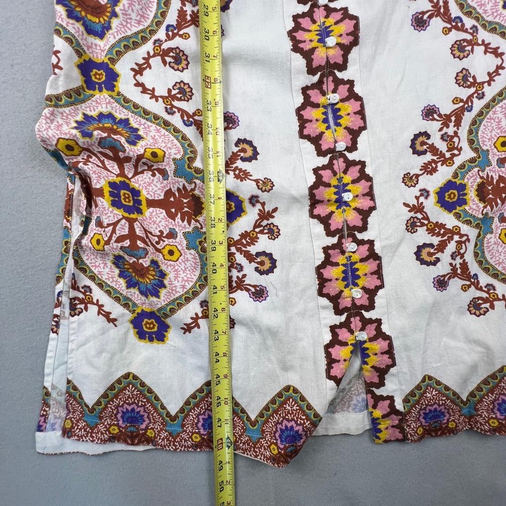 Cleobella Maxi Dress Womens Small White Floral Paisley Cotton Linen Boho Belted - Picture 8 of 16